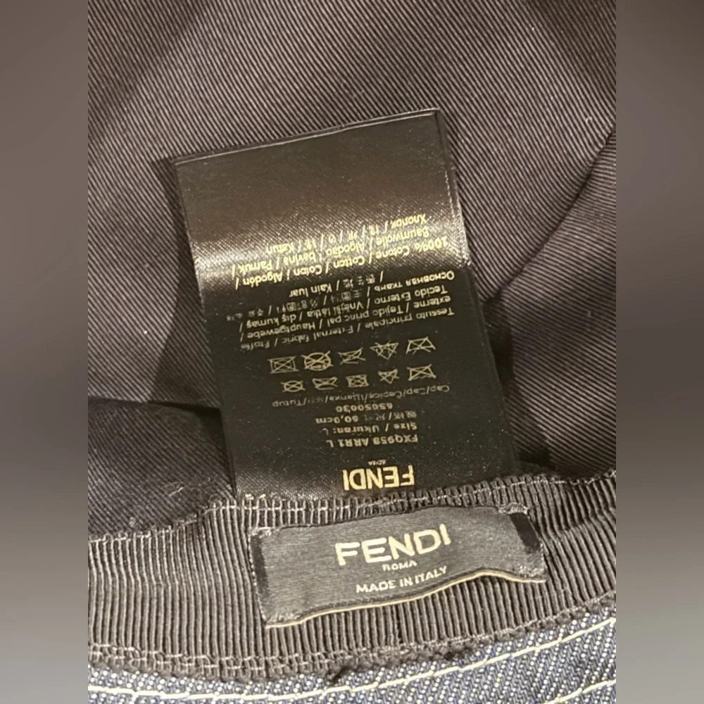 🔥 FENDI BLUE DENIM BUCKET HAT SIZE 60cm / Large Like New